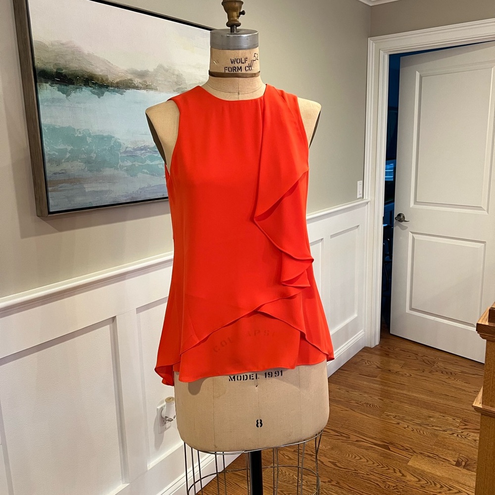 NWT Kenneth Cole sleeveless blouse, size XS in orange.